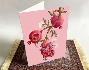 Pomegranate Heart Tree (greeting card 5" x 7")