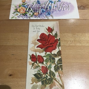 Vintage 1950s/1960s Best Wishes Cards Newborn Baby A Sunshine Card Collectible Greeting Cards Rose Flowers Birthday