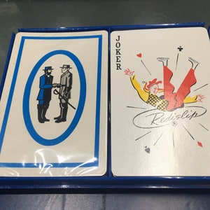 Vintage Redislip Deck von Karten 2 Decks in schweren Kunststoff Fall unbenutzt Original Verpackung blau und grau Soldaten