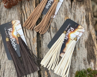 Genuine leather tassel earrings.