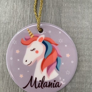 Personalized Unicorn ceramic ornament