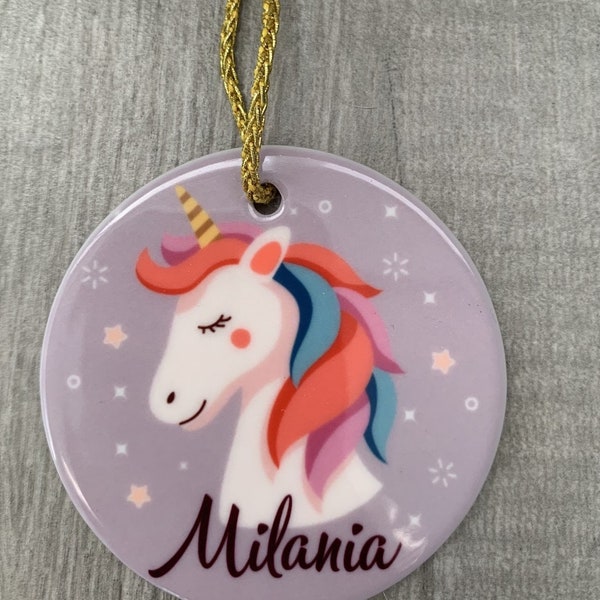 Personalized Unicorn ceramic ornament