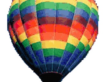 Hot Air Balloon counted cross stitch pattern. Digital download.