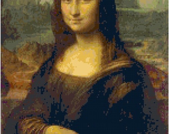 Mona Lisa by Leonardo da Vinci counted cross stitch. Digital download.