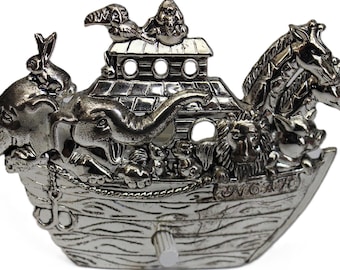 Noah’s Ark Nightlight, Silverplated Vintage Nursery Decor