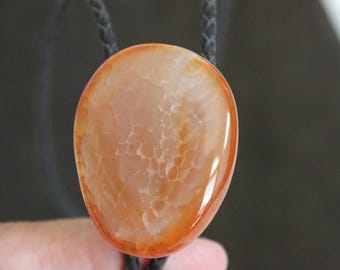 Natural Carnelian Bolo Tie – Translucent Sunset Orange Western Stone Necktie