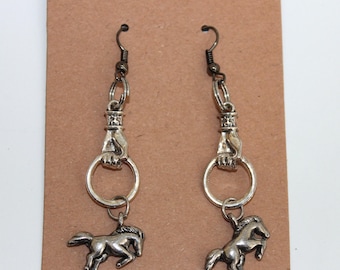 Victorian Style Hand and Horse Earrings