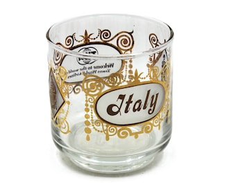 Vaso de whisky TWA Lowball con impresión dorada de Italia