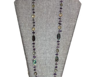 Abalone and Stone and Glass Necklace