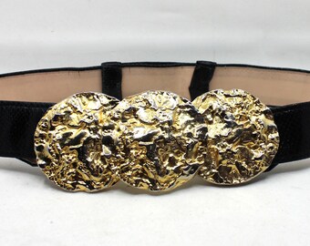 Alexis Kirk Black Snakeskin Belt Silver Buckle Vintage Alexis Kirk Silver Tone Belt: Black Enamel Buckle  main image 4