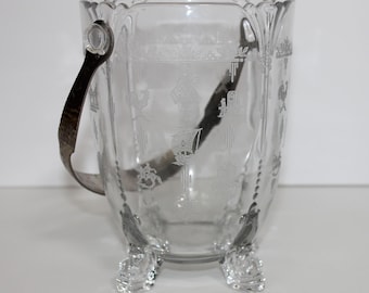 1930's Rare Heisey Glass Ice Holder Etched