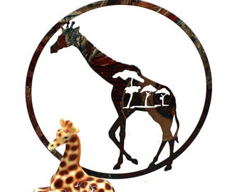 Giraffe Lover's Set includes Dish towel, Ceramic Figurine, Hanging laser cut decoration