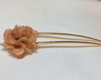 Épingle à cheveux SAKURA : véritable fleur de cerisier et rubis