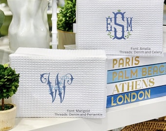 Large Waffle Cosmetic Bag with Monogram - Graduation - Wedding