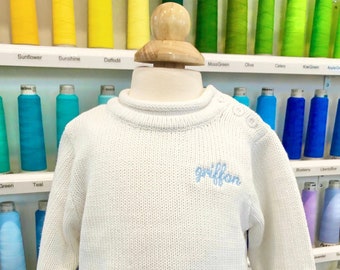 Rollneck Sweater with Button Shoulder and LEFT CHEST Monogram - Sizes 6m-4T - Child's Sweater - Baby Sweater