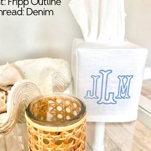 Linen Tissue Box Cover with Monogram