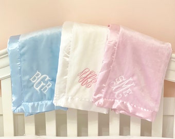 Baby Blanket With Satin Trim Etsy