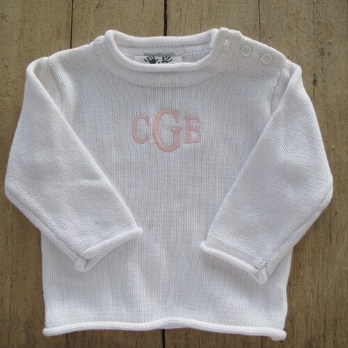 Rollneck Sweater With Monogram Child's Sweater Baby Etsy