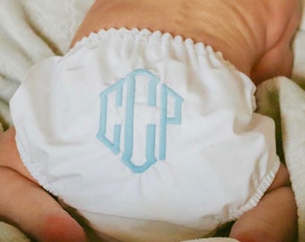 Boy Newborn Bloomers with Monogram - Diaper Cover - Newborn Pictures