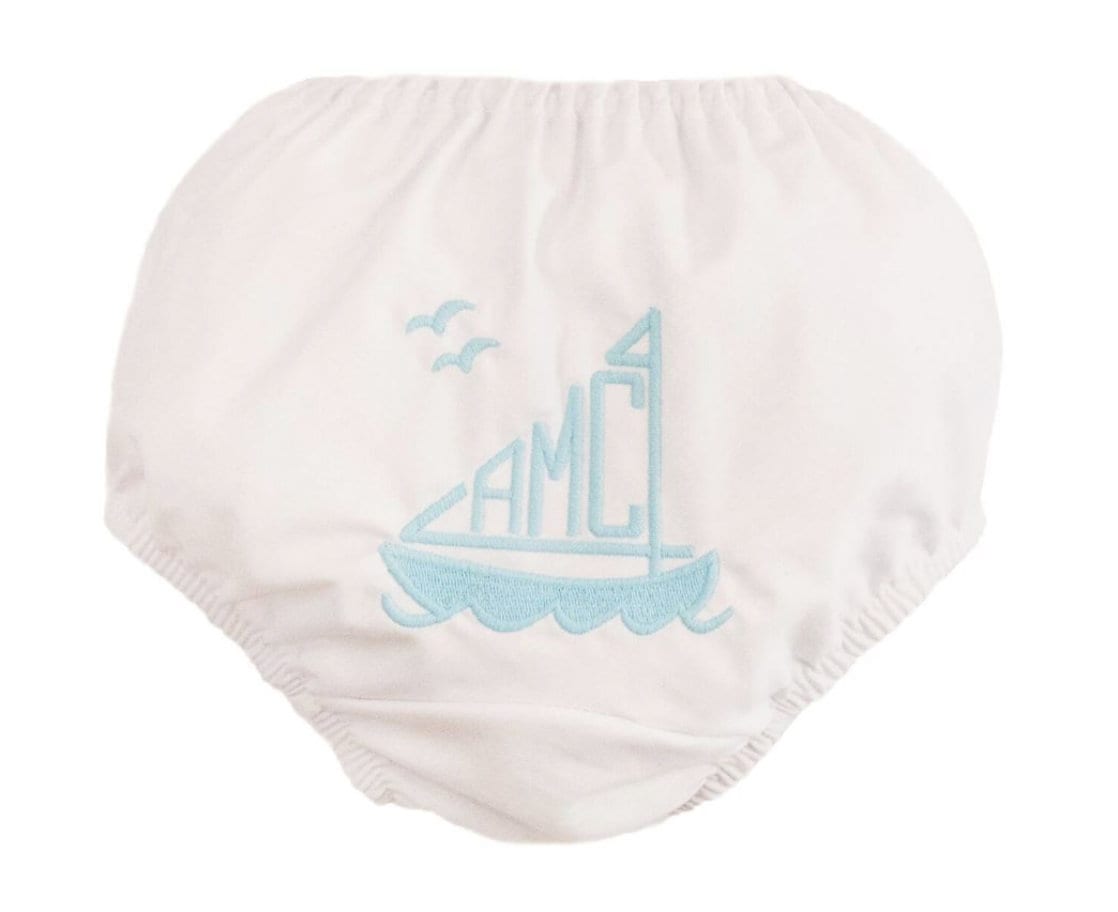 Boy Newborn Bloomers with Monogram - Diaper Cover - Newborn Pictures