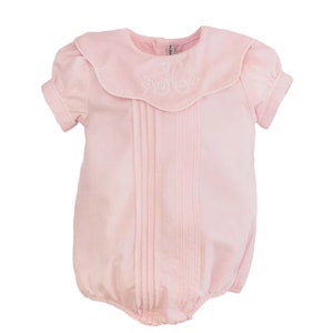 Pink Scalloped Bib Collar Bubble with Monogram - Dressy Bubble