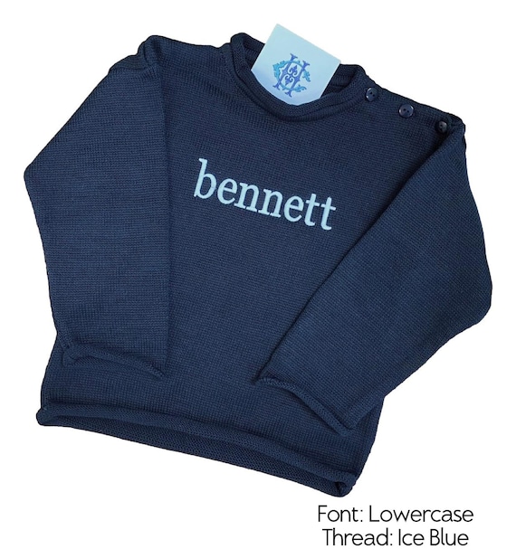 Child's Rollneck Sweater with Button Shoulder and Monogram