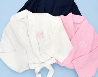 Women's O/S Waffle Robe with Monogram - Bridal Party Robes - Bridesmaids Robes - Bridal Robe - Graduation