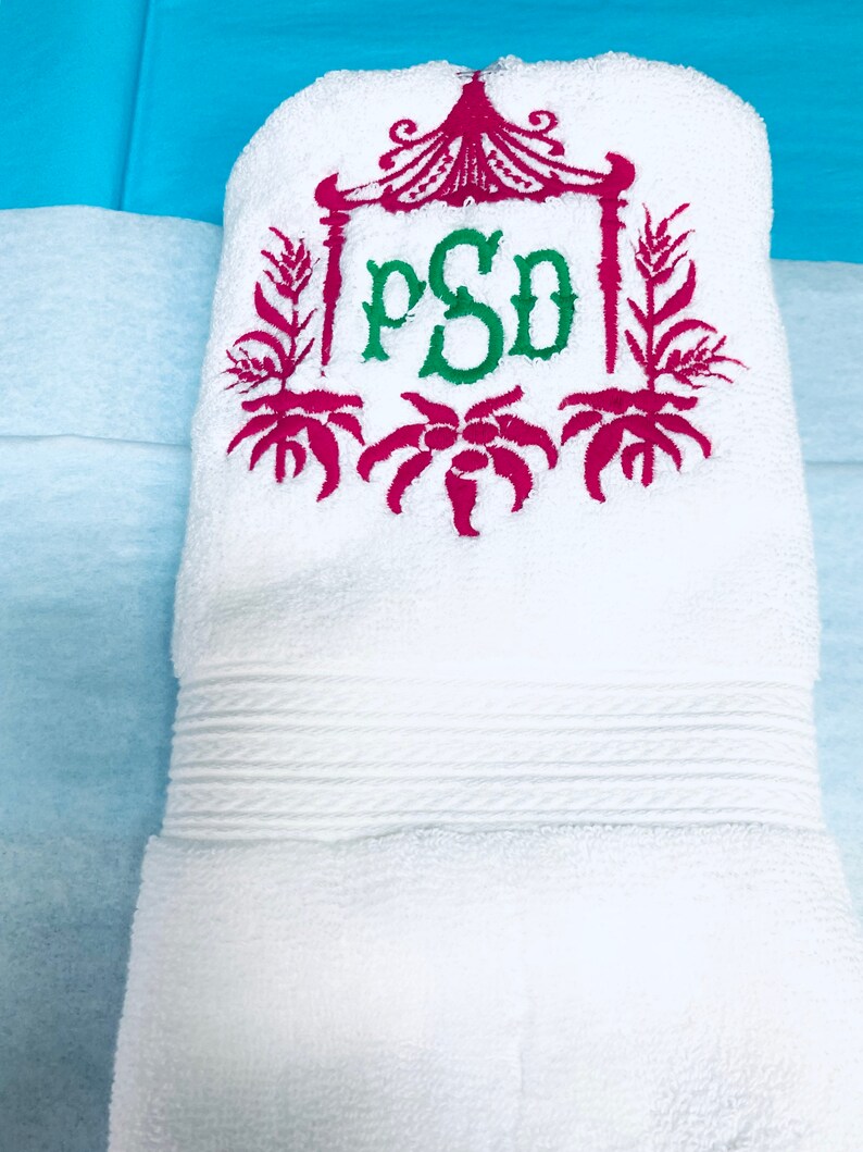 Pagoda Hand Towel with Initials Etsy