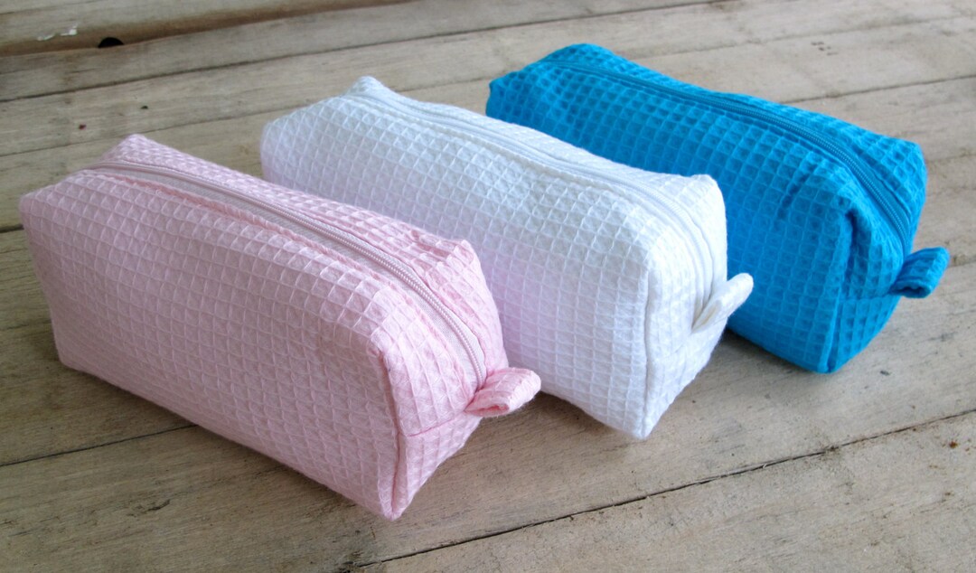 Small Waffle Cosmetic Bag With Monogram Graduation Wedding Etsy
