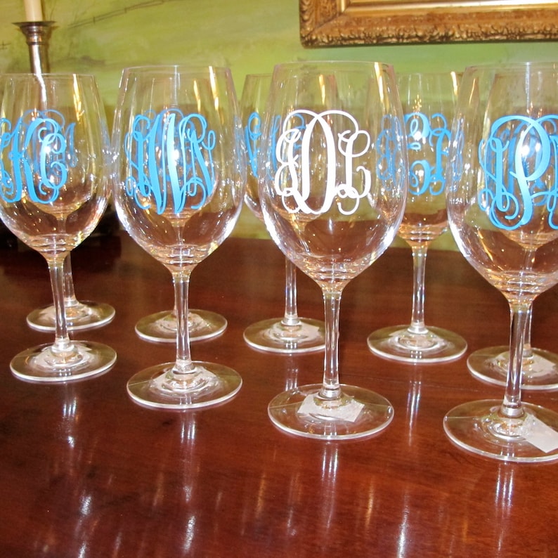 Monogrammed Plastic/Acrylic Wine Glass with Stem | Etsy