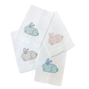 Linen Herend Bunny Hemstitch Easter Guest Towel