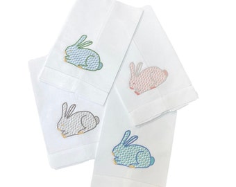 Linen Herend Bunny Hemstitch Easter Guest Towel