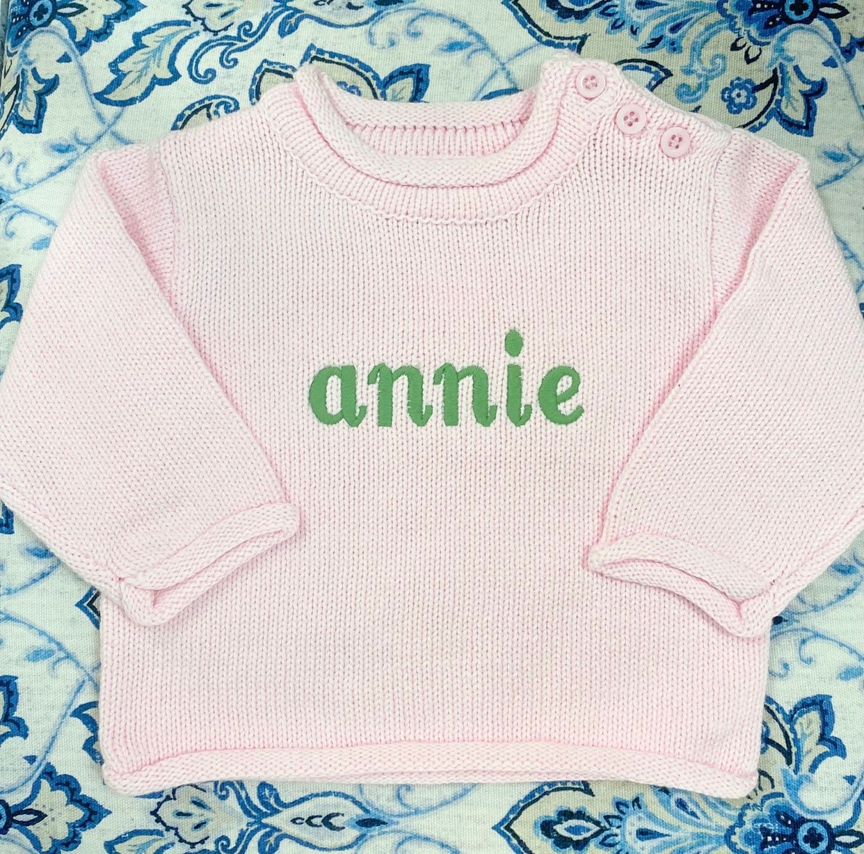 baby monogram sweater
