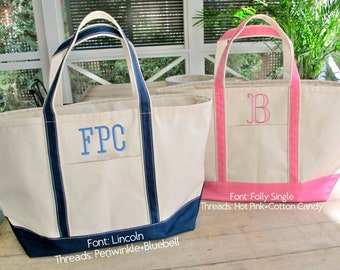 Large Canvas Tote Bag with Monogram