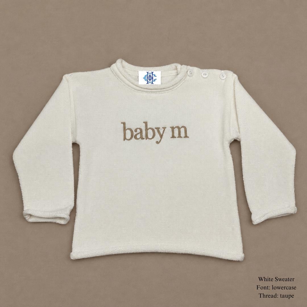 Rollneck Sweater with Button Shoulder and Monogram - Sizes 6m-5T - Child's Sweater - Baby Sweater