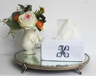 Rectangular Tissue Box Cover with Monogram