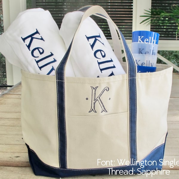 Large Canvas Tote Bag with Monogram