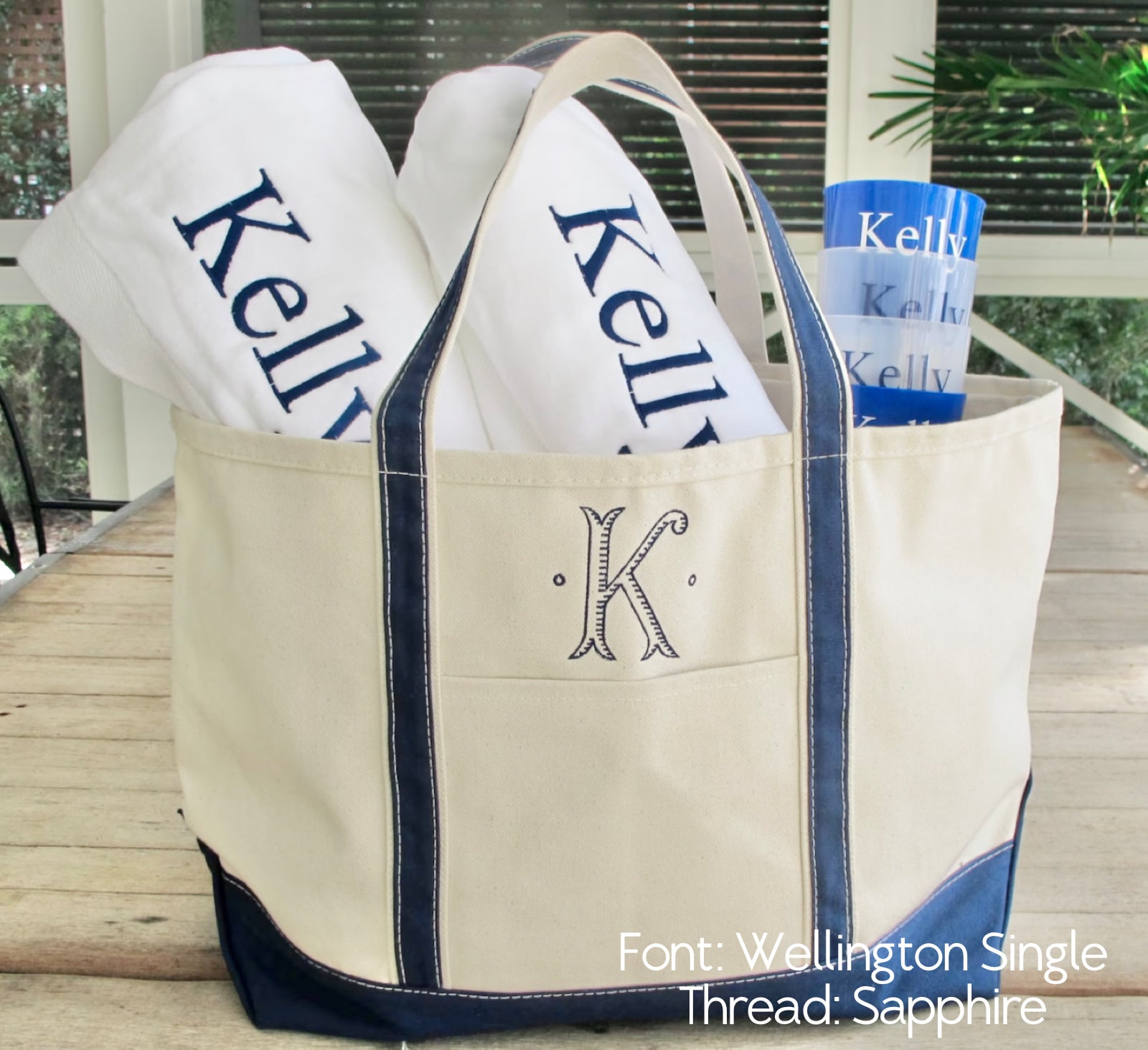 Large Canvas Tote Bag With Monogram - Etsy
