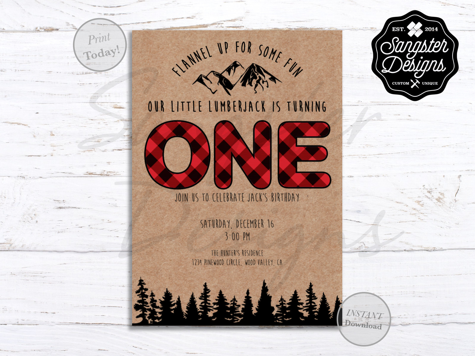 INSTANT DOWNLOAD Lumberjack Invitation Template First - Etsy
