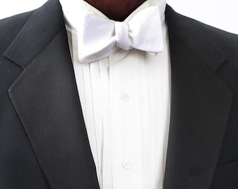 DOWNTON ABBEY White Pique Bow Tie Tuxedo Formal Wedding Self Tie Freestyle