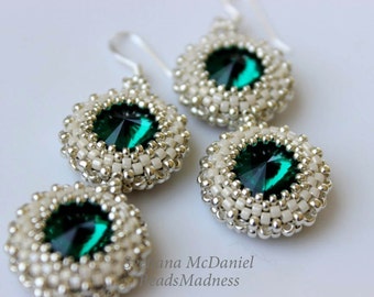 PDF tutorial Swarovski rivoli earrings_seed beads_Miyuke_Swarovski crystals