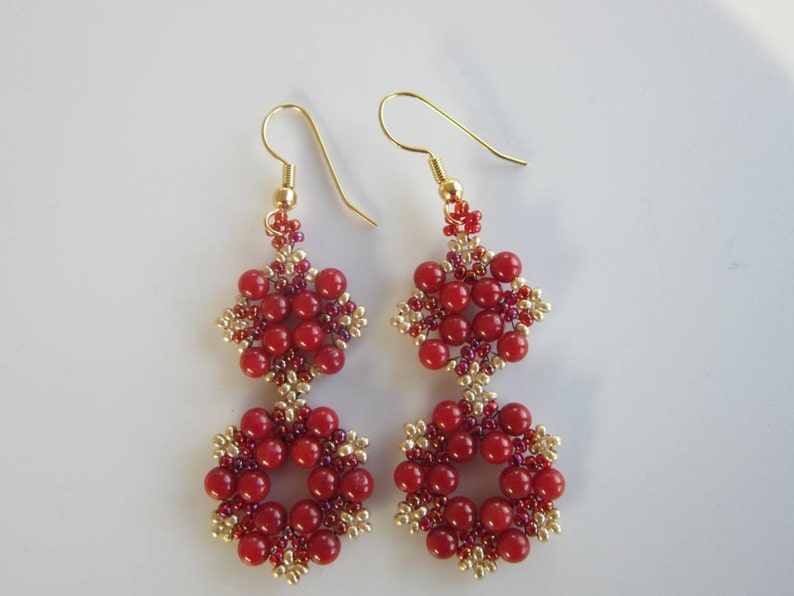 PDF Tutorial Red Seed Beads Earrings Pattern _ Round - Etsy