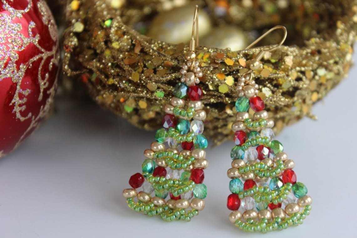 PDF Tutorial Christmas_tree_beaded_earrings Seed Beads_ Pettarn Etsy