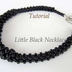 PDF beaded necklace Little Black Necklace Tutorial easy pattern round beads crystals