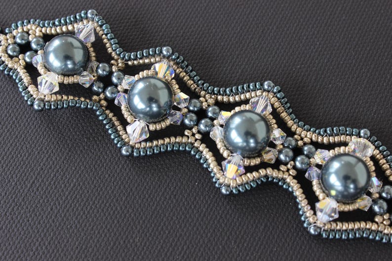 PDF beaded bracelet tutorial_beadweaving_seed bead_pearl_Tahitian image 4