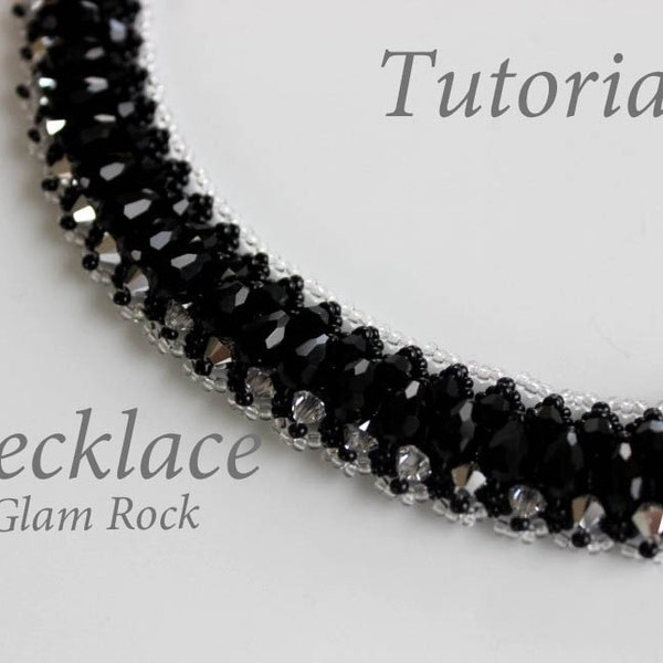 PDF tutorial beaded necklace Glam Rock_ seed beads_crystals_Swarovski beads_beadweaving_pattern