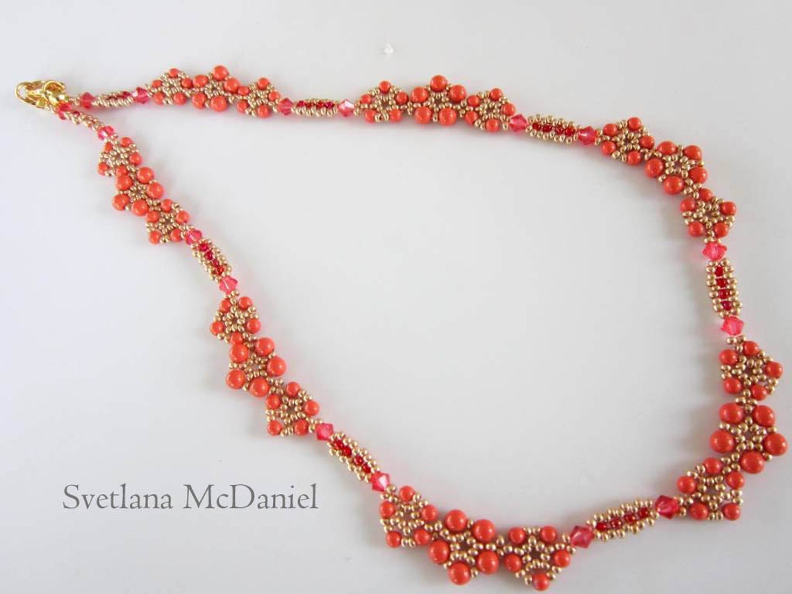 PDF Beaded Coral Necklace Tutorial - Seed Bead- Beading-swarovski Pearl ...