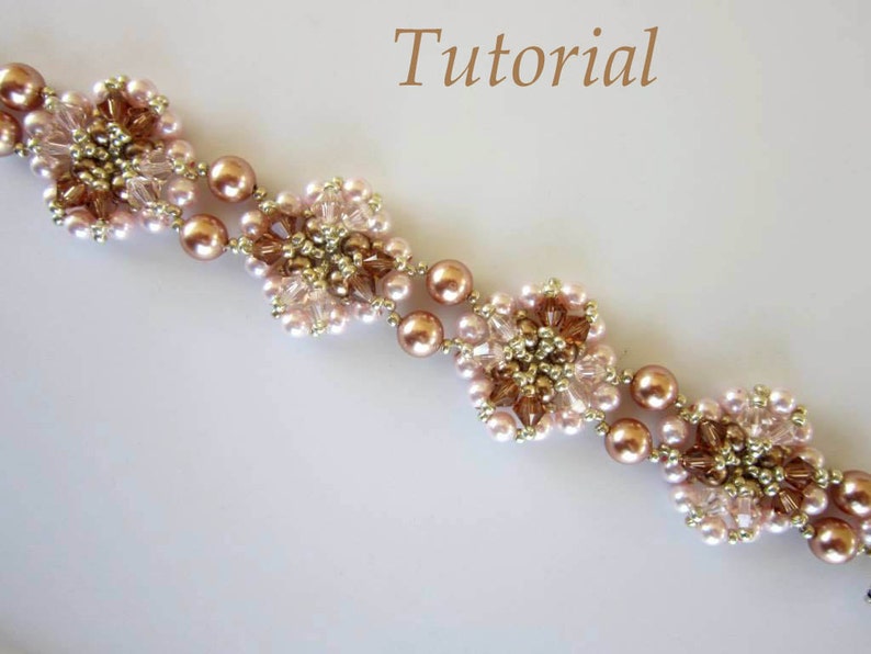 PDF beaded bracelet tutorial seed bead Swarovski crystal pattern браслет бисер жемчуг image 1