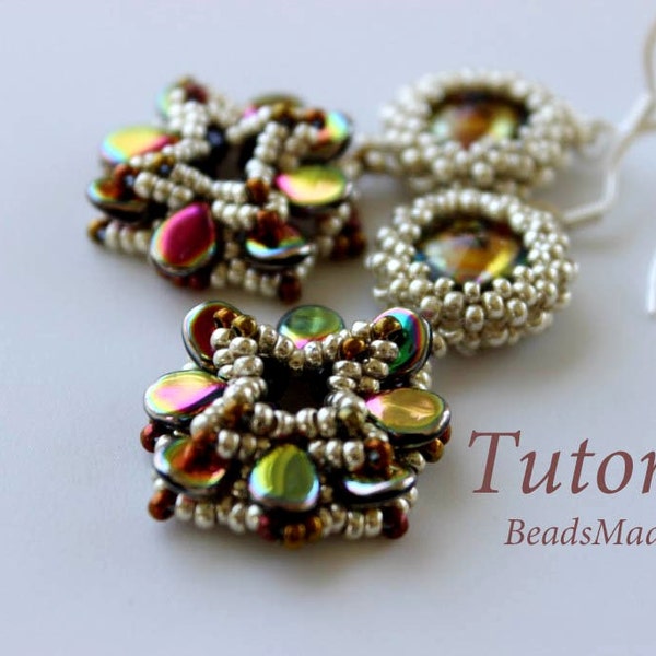 PDF tutorial Beaded earrings_Swarovski crystals_Preciosa beads_bead weaving pattern