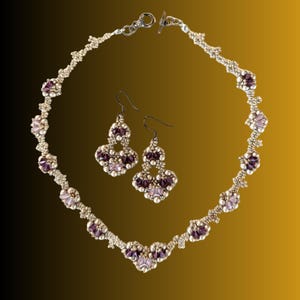 PDF beaded necklace tutorial - seed bead- crystal- pearl- Swarovski- amethyst